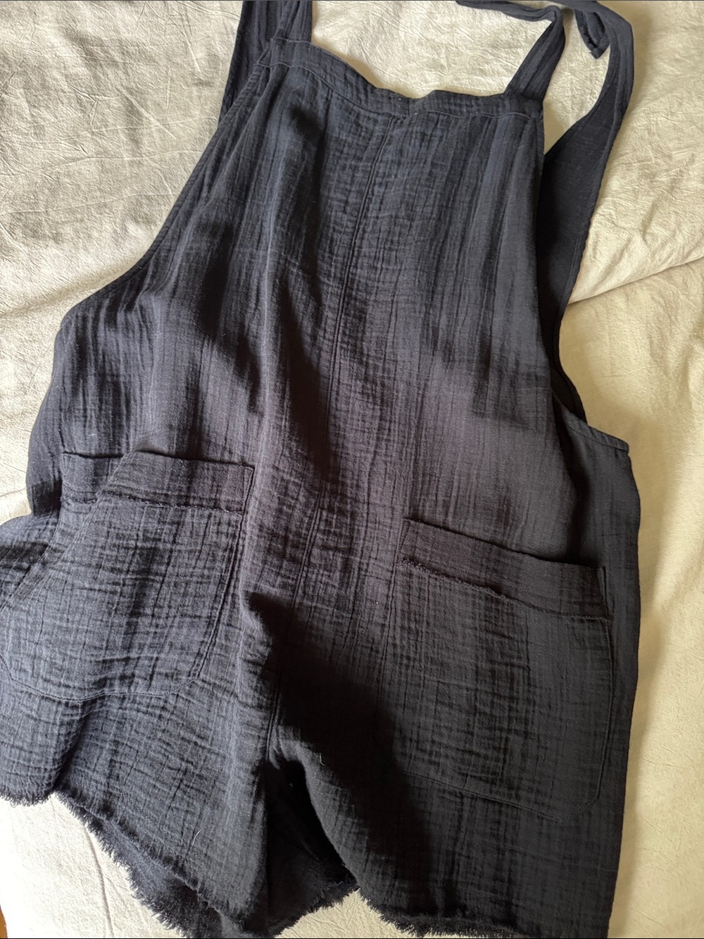 Billabong Black Cotton Gauze Romper Overalls with Front Pockets